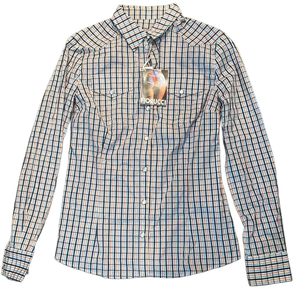 Fiorucci Women’s Navy, Blue, Red & White Plaid Shirt
Made in Italy, Size: 8 NWT
